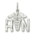 thumbnail image 1 of 925 Sterling Silver Solid Polished RN Nurse Caduseus Symbol Charm 16x16mm Wide Pendant Necklace for Women, 1 of 2