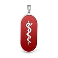 thumbnail image 1 of Sterling Silver OVAL Medical Pendant W/ Red Enamel - 1/2 Inch X 1 Inch, 1 of 2