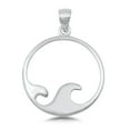 thumbnail image 1 of Sterling Silver Ocean Wave Pendant Cutout Modern Minimalist Charm 925 New Jewelry Female Unisex, 1 of 3