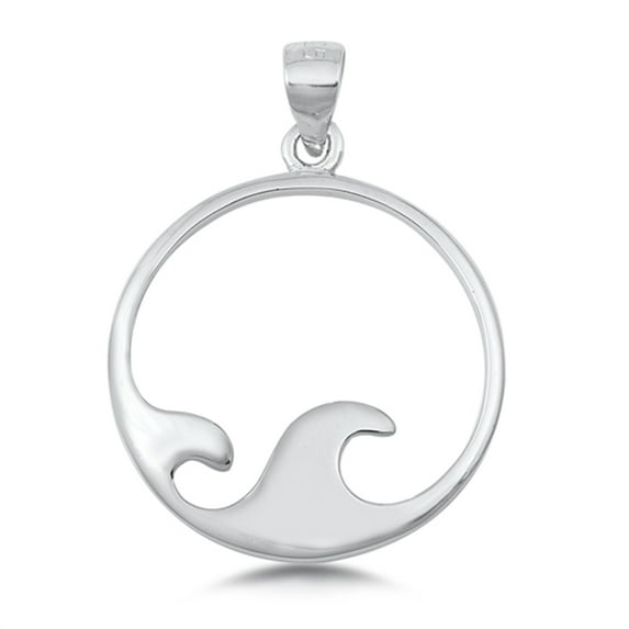 Sterling Silver Ocean Wave Pendant Cutout Modern Minimalist Charm 925 New Jewelry Female Unisex
