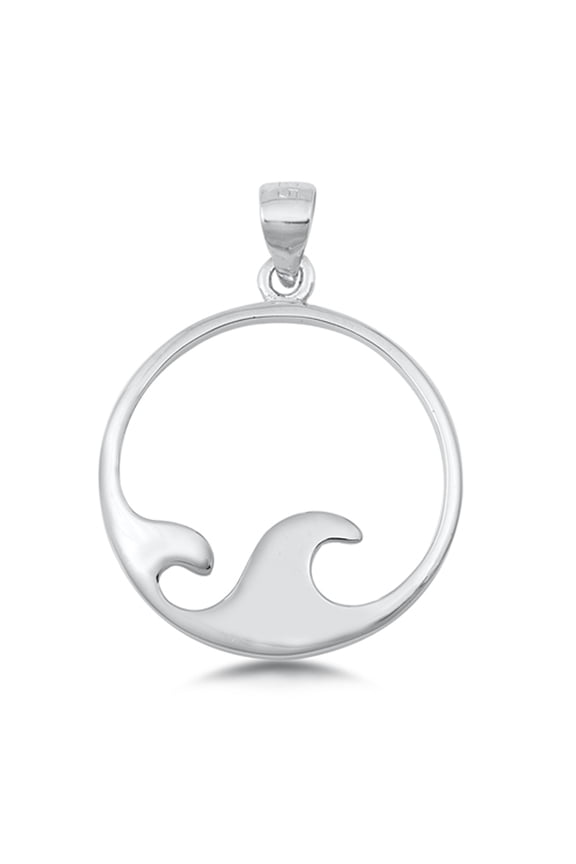 Sterling Silver Ocean Wave Pendant Cutout Modern Minimalist Charm 925 New Jewelry Female Unisex