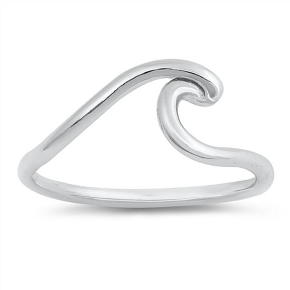 Sterling Silver Ocean Wave Ring Size 5