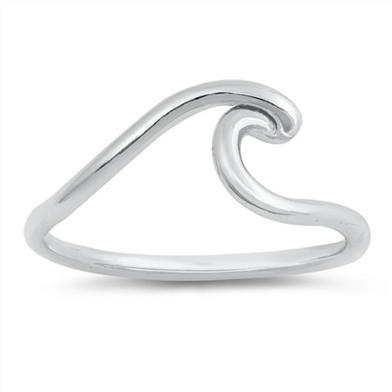 Sterling Silver Ocean Wave Ring Size 7