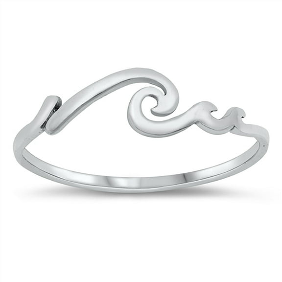 Sterling Silver Ocean Waves Ring Size 9