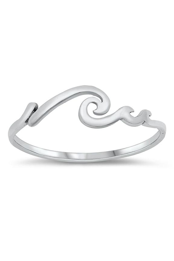 Sterling Silver Ocean Waves Ring Size 9
