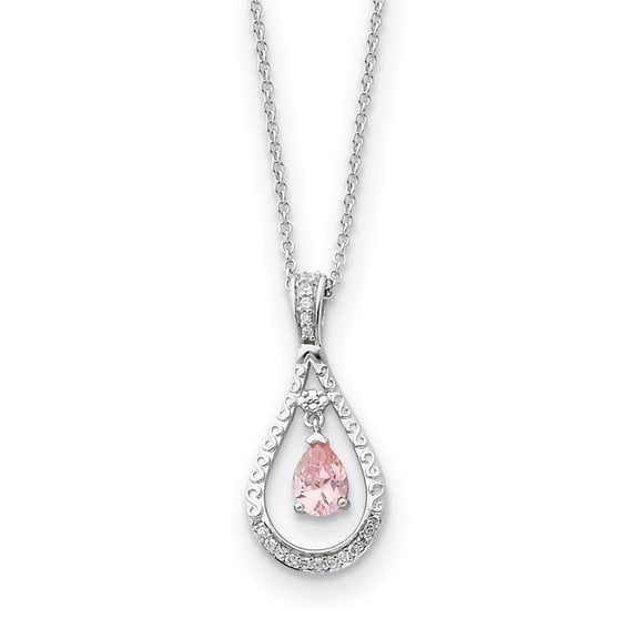 Sterling Silver October Cubic Zirconia Necklace - 18 Inch