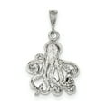thumbnail image 1 of 925 Sterling Silver Solid Textured Polished Octopus Charm 26x22mm Wide Pendant Necklace for Women, 1 of 4