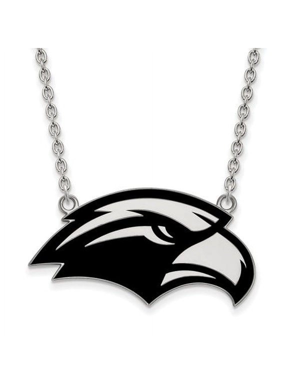 Sterling Silver Official Licensed Collegiate 18in University of Southern Mississippi (USM) Large Enamel Pendant w/Necklace