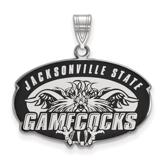 Sterling Silver Official Licensed Collegiate Jacksonville State University (JSU) Large Enamel Pendant
