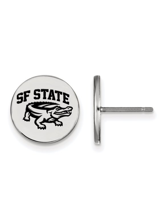 Sterling Silver Official Licensed Collegiate San Francisco State U Small Enamel Disc Earrings