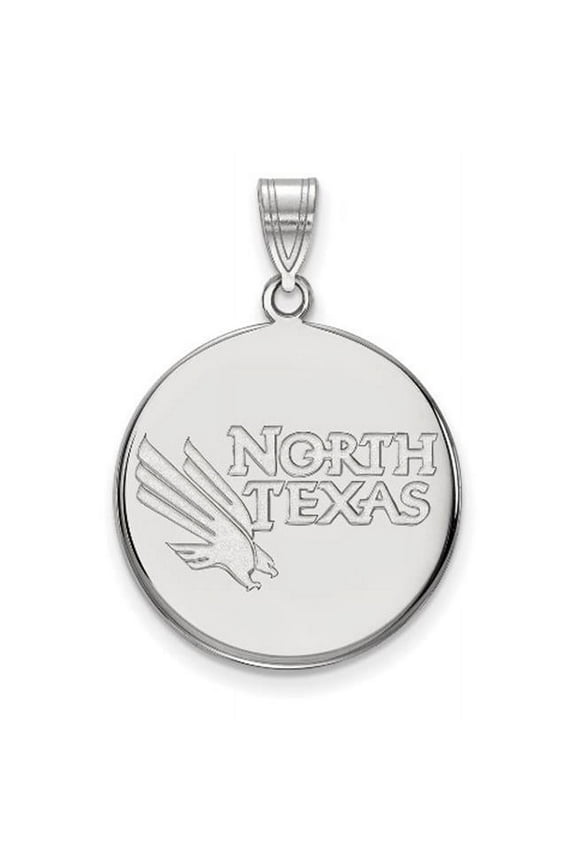Sterling Silver Official Licensed Collegiate University of North Texas (UNT) Large Disc Pendant