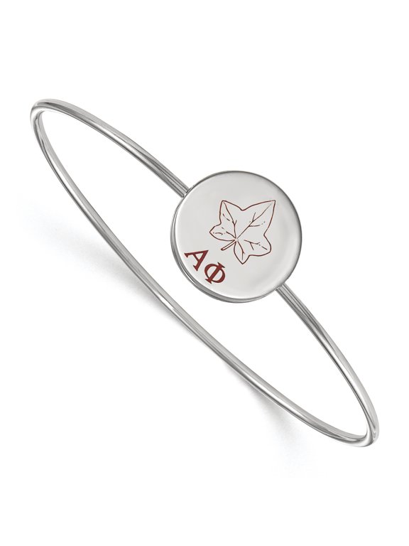Sterling Silver Official Licensed Greek Sororities 7in Alpha Phi (??) Enameled Slip-on Bangle