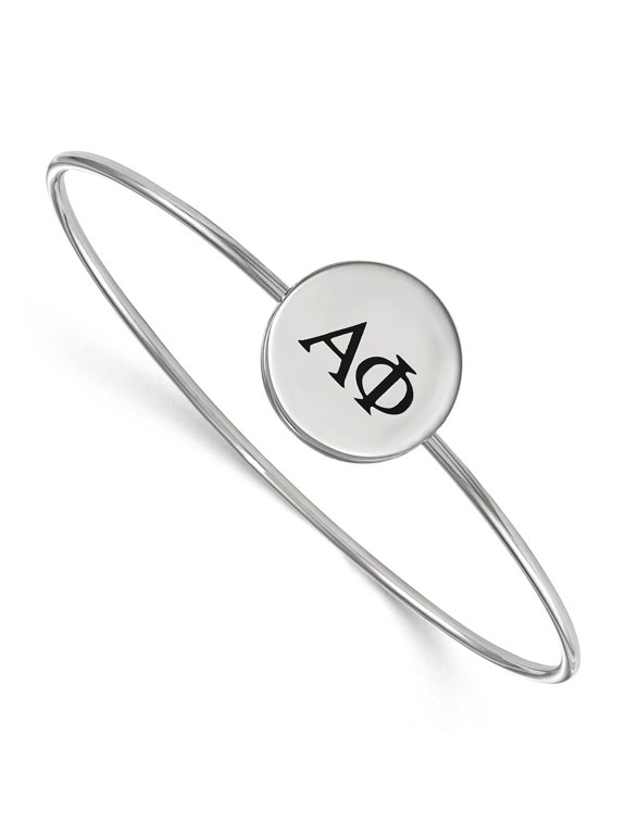 Sterling Silver Official Licensed Greek Sororities 7in Alpha Phi (??) Enameled Slip-on Bangle