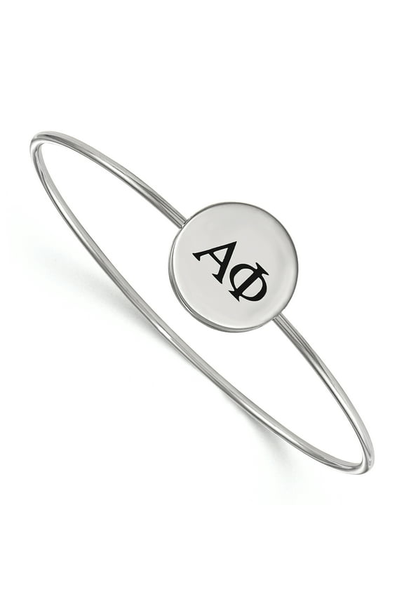 Sterling Silver Official Licensed Greek Sororities 7in Alpha Phi (??) Enameled Slip-on Bangle