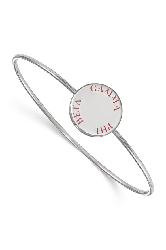 Sterling Silver Official Licensed Greek Sororities 7in Gamma Phi Beta (???) Enameled Slip-on Bangle