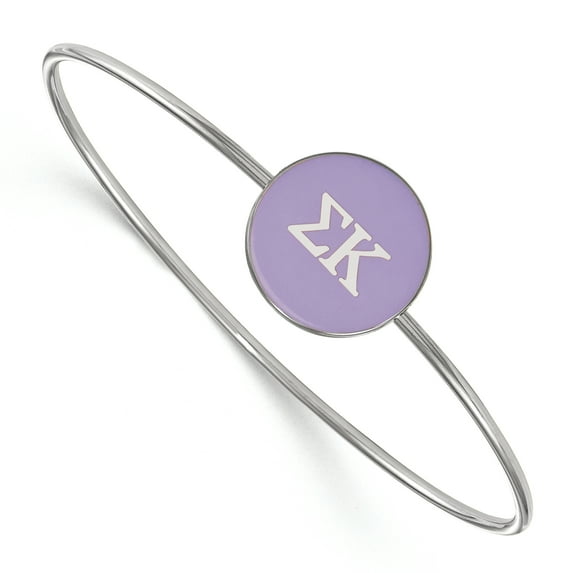 Sterling Silver Official Licensed Greek Sororities 7in Sigma Kappa (??) Enameled Slip-on Bangle