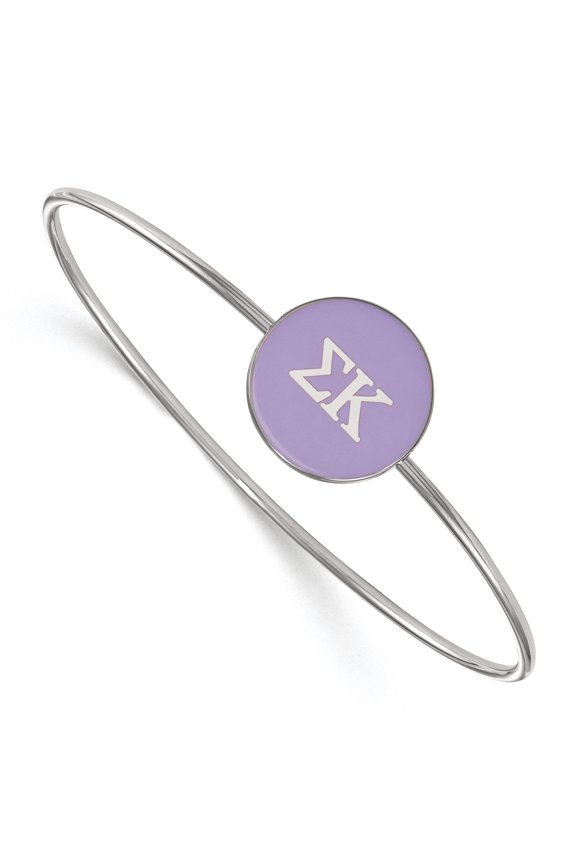 Sterling Silver Official Licensed Greek Sororities 7in Sigma Kappa (??) Enameled Slip-on Bangle