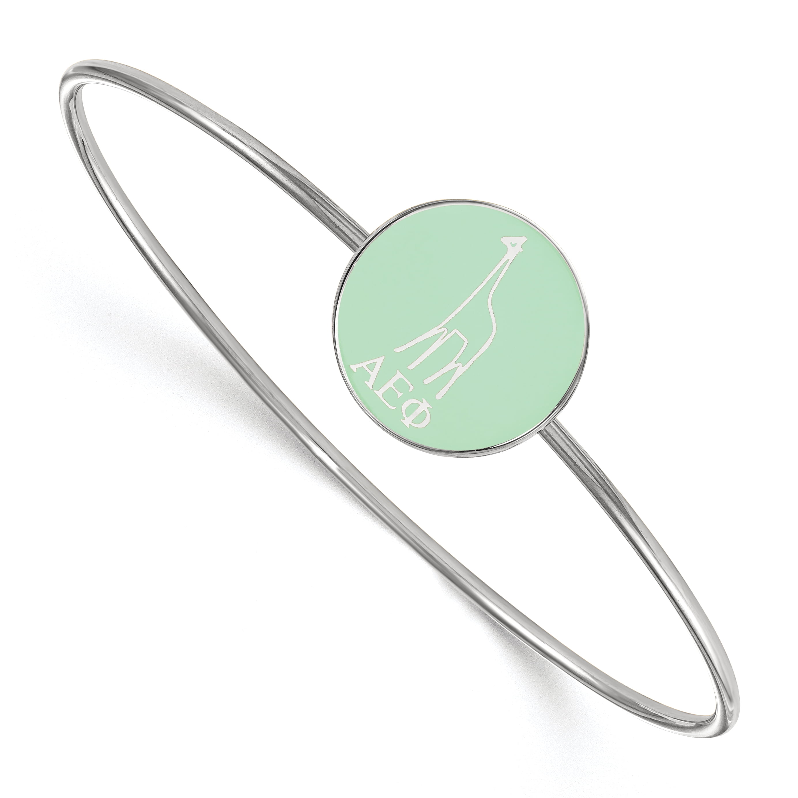 Sterling Silver Official Licensed Greek Sororities Alpha Epsilon Phi Enameled Slip-on Bangle