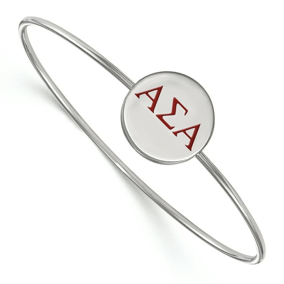 Sterling Silver Official Licensed Greek Sororities Alpha Sigma Alpha (???) Enameled Slip-on Bangle