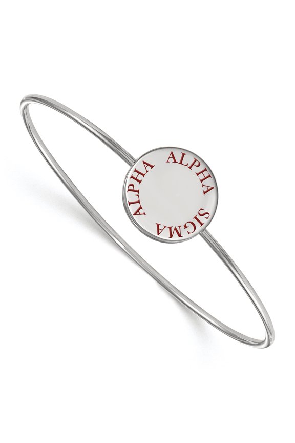 Sterling Silver Official Licensed Greek Sororities Alpha Sigma Alpha (???) Enameled Slip-on Bangle