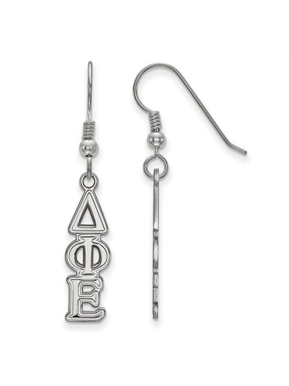 Sterling Silver Official Licensed Greek Sororities Delta Phi Epsilon (???) Dangle Medium Earrings