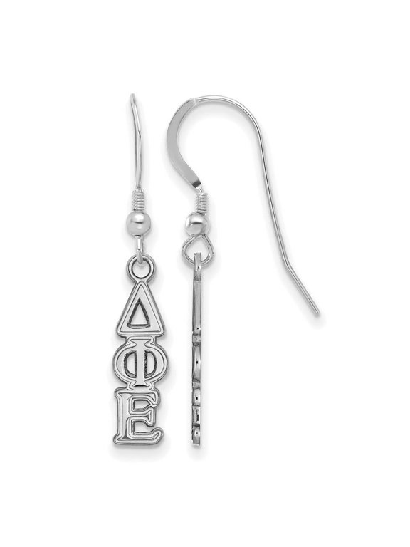 Sterling Silver Official Licensed Greek Sororities Delta Phi Epsilon (???) Small Dangle Earrings