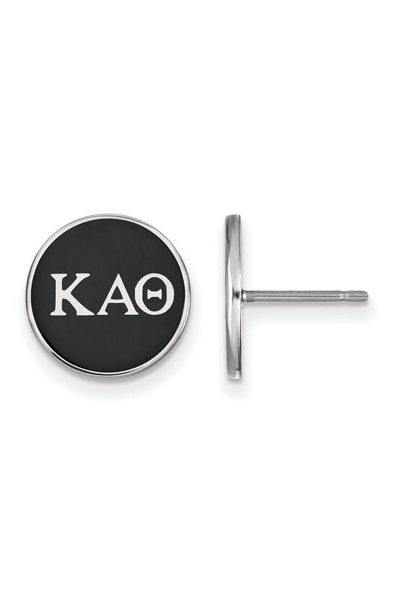 Sterling Silver Official Licensed Greek Sororities Kappa Alpha Theta (???) Enameled Post Earrings