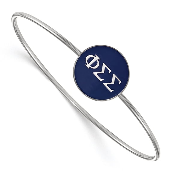 Sterling Silver Official Licensed Greek Sororities Phi Sigma Sigma (???) Enameled Slip-on Bangle