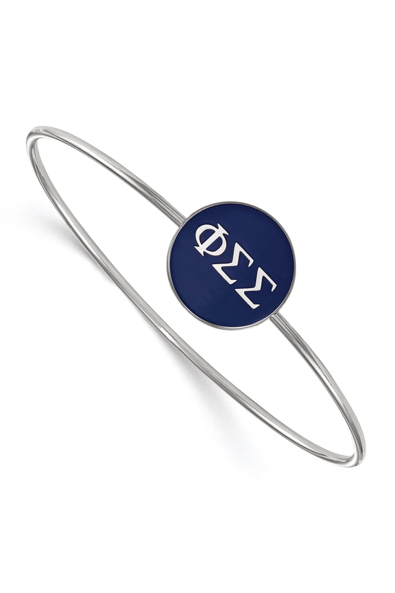Sterling Silver Official Licensed Greek Sororities Phi Sigma Sigma (???) Enameled Slip-on Bangle