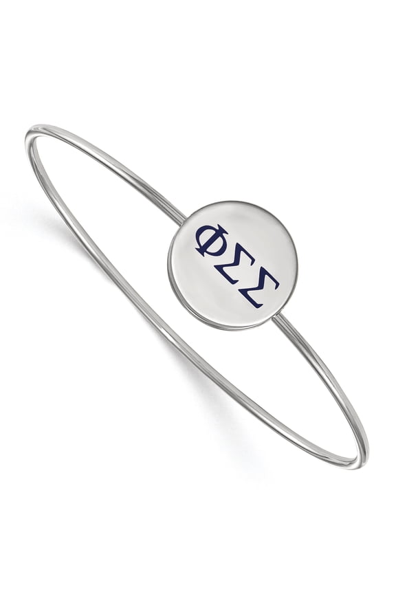 Sterling Silver Official Licensed Greek Sororities Phi Sigma Sigma (???) Enameled Slip-on Bangle