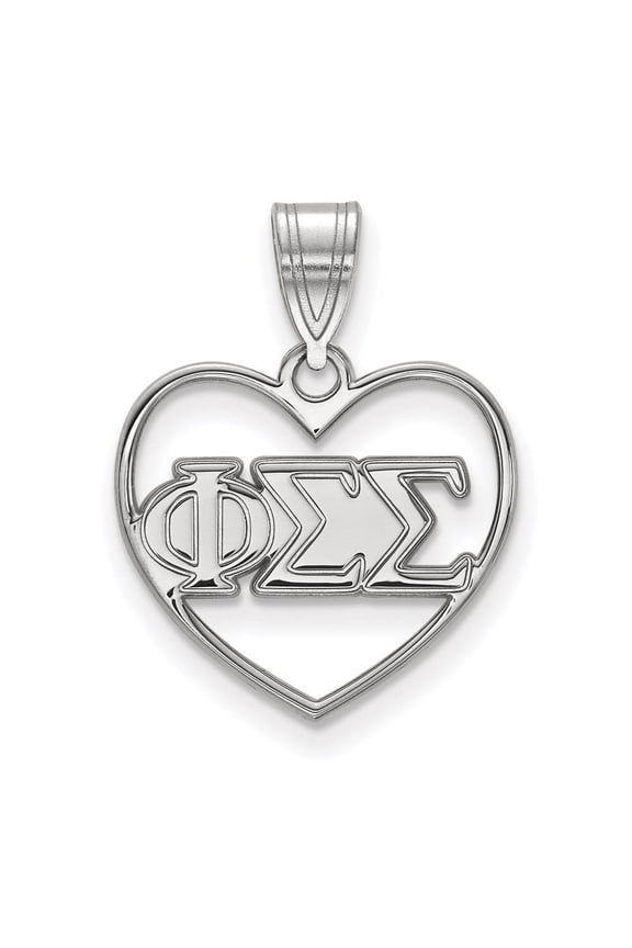 Sterling Silver Official Licensed Greek Sororities Phi Sigma Sigma (???) Heart Pendant