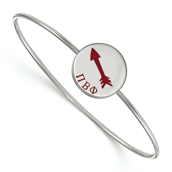 Sterling Silver Official Licensed Greek Sororities Pi Beta Phi (???) Enameled Slip-on Bangle