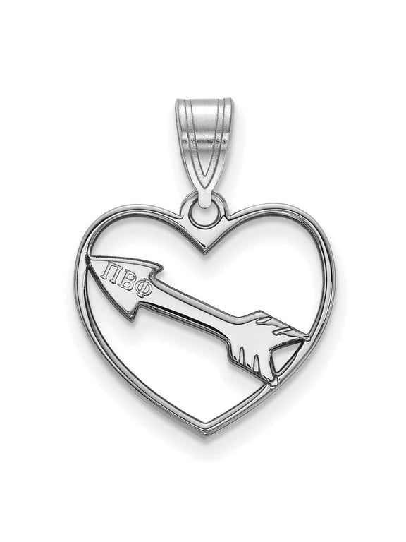 Sterling Silver Official Licensed Greek Sororities Pi Beta Phi (???) Heart Pendant