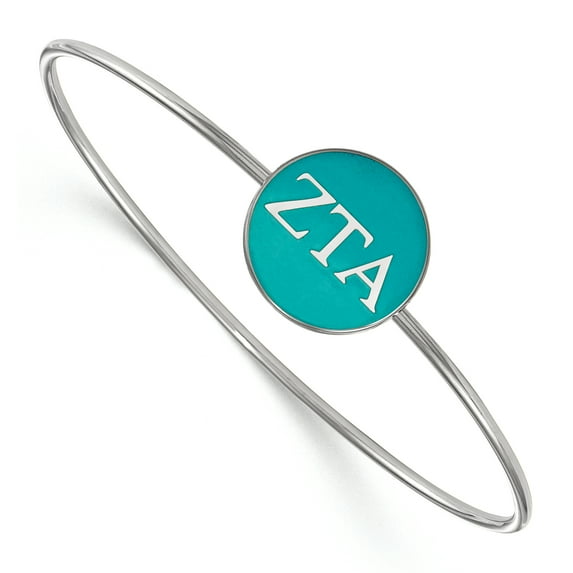 Sterling Silver Official Licensed Greek Sororities Zeta Tau Alpha (ZTA) Enameled Slip-on Bangle
