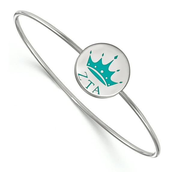 Sterling Silver Official Licensed Greek Sororities Zeta Tau Alpha (ZTA) Enameled Slip-on Bangle