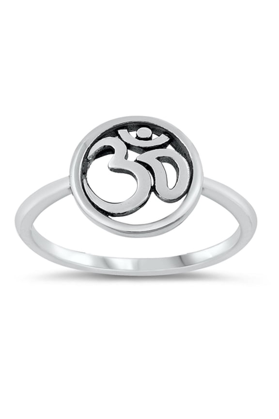 Sterling Silver Om Sign Ring Size 4