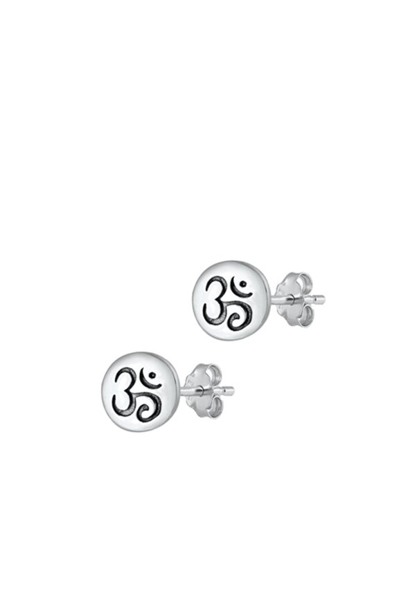 Sterling Silver Om Symbol Minimalist Earrings 925 New Jewelry Female Unisex