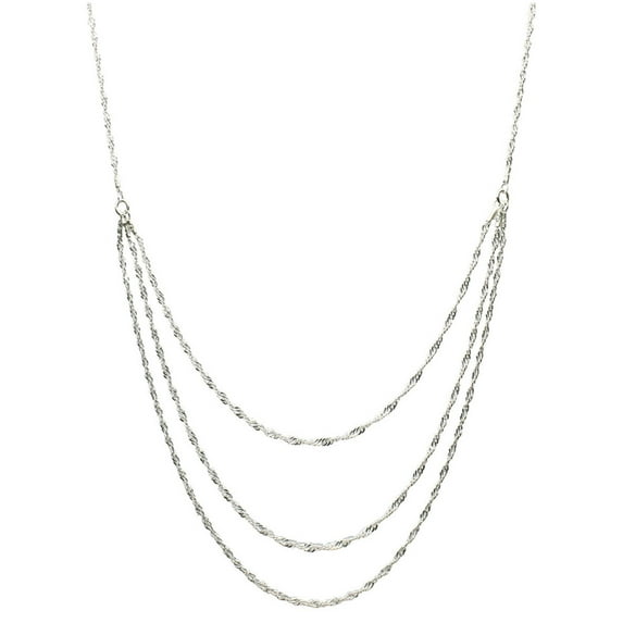 Sterling Silver One-to-three Strand Singapore Chain Necklace Italy Adjustable 18"+2" Extender