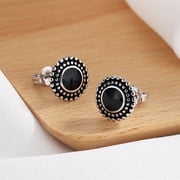 Sterling Silver Onyx Artisan Stud Earrings