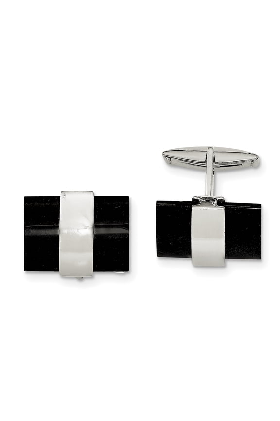 Sterling Silver Onyx Cuff Links