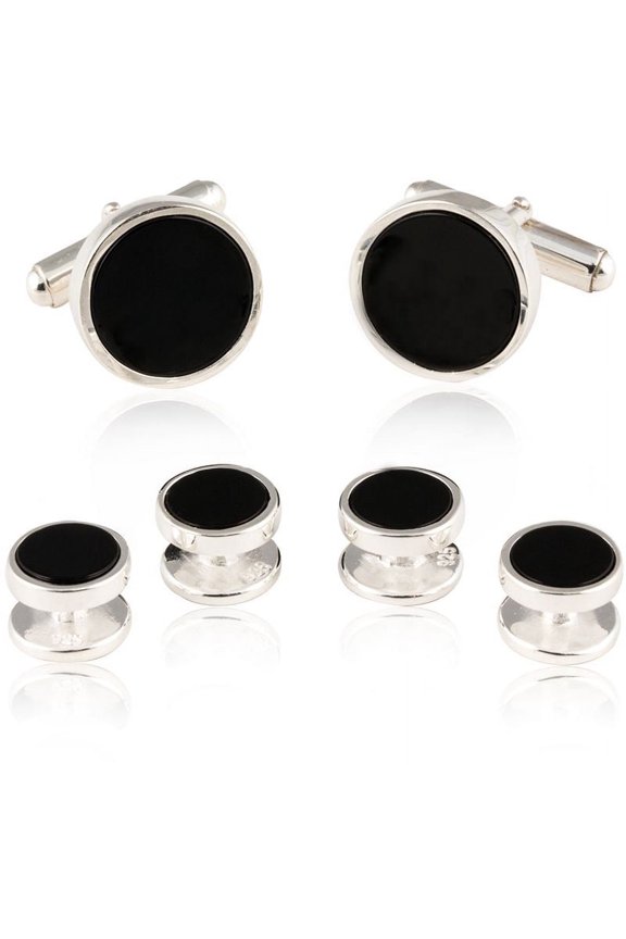 Sterling Silver Onyx Cufflinks & Studs