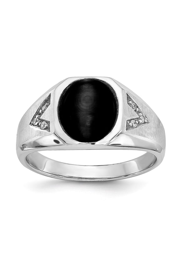 Sterling Silver Onyx & Diamond Ring
