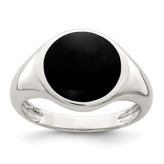 Sterling Silver Onyx Inlay Ring QR7005