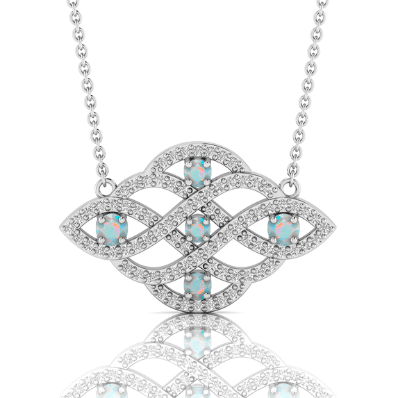 Sterling Silver Opal Infinity Net Style Pendent Gift For Halloween || Ali Baba Jewellery