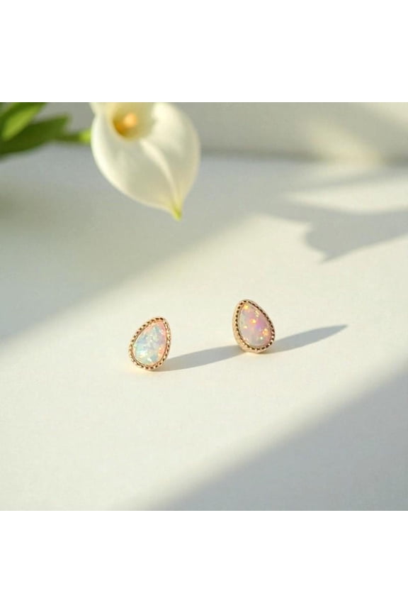 Sterling Silver Opal Stud Earrings for Women, Birthstone Stud Earrings, Oval/Round Shape Opal Earrings Hypoallergenic Jewelry Gift for Birthday Christmas