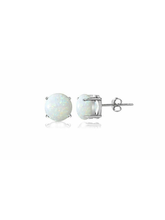 Sterling Silver Opal Stud Earrings for Women, Birthstone Stud Earrings, Oval/Round Shape Opal Earrings Hypoallergenic Jewelry Gift for Birthday Christmas