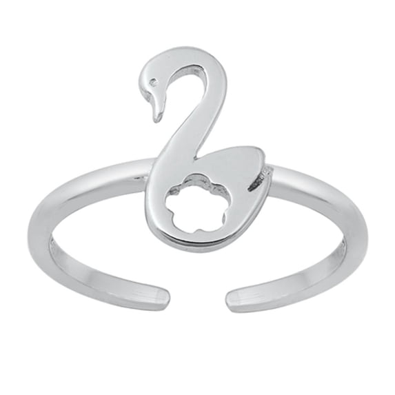 Sterling Silver Open Flower Swan Bird Summer Beach Toe Ring 925 Midi Band Jewelry Female Unisex