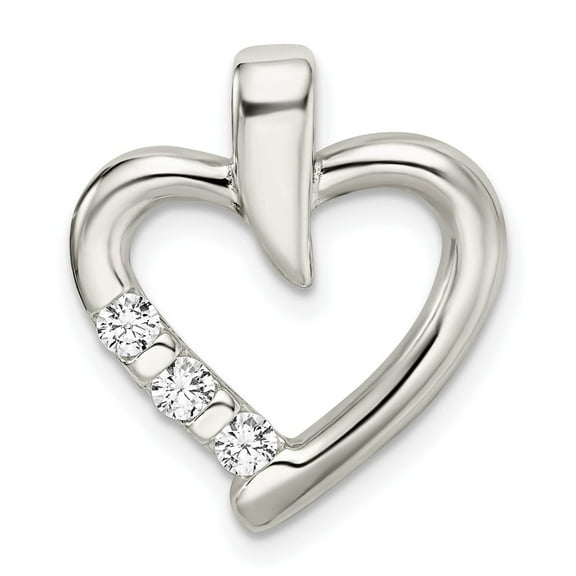 Sterling Silver Open Heart Pendant Necklace for Women with Cubic Zirconia, Lightweight Romantic Jewelry Symbolizing Love and Affection, Elegant Modern Polished Charm Design