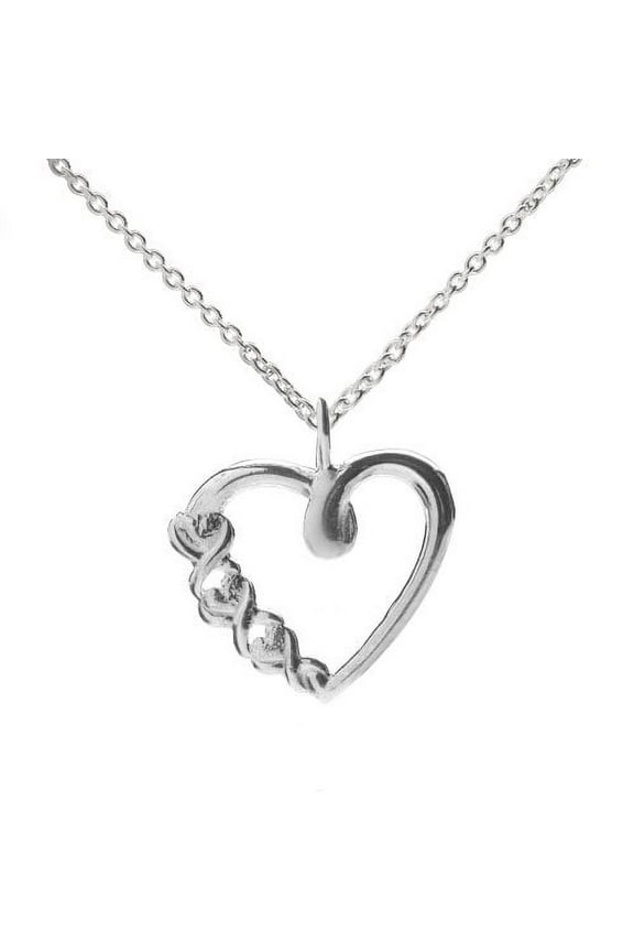 Sterling Silver Open Heart XO Pendant Necklace, 18"