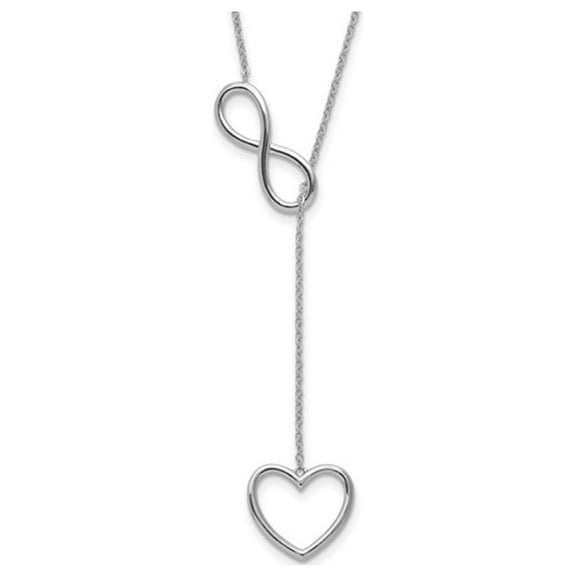 Sterling Silver Open Infinity and Heart Y-Drop Necklace (16 inches) for Women